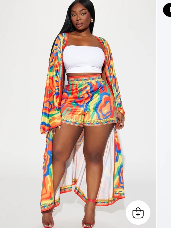 Fashion Nova Pants - Vibrant Multicolor Two-Piece Set with Duster